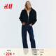 H&M女裝短外套春季漏斗領(lǐng)潛水戶(hù)外立領(lǐng)運動(dòng)拉鏈夾克1312014 黑色 L 170/104