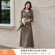 香影復古格紋法式連衣裙女2026春季新款垂感系帶長(cháng)袖荷葉邊v領(lǐng)裙 咖色 M 160/84A/95-110斤