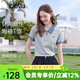 百圖（betu）女裝2026年夏季新款T恤半拉鏈上衣撞色翻領(lǐng)短袖POLO衫女2603D05 灰色 L