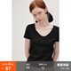 fano studios范洛【黑科技×抗皺萊賽爾棉】v領(lǐng)短袖T恤女2026夏裝純色體恤上衣 黑色 L