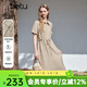 百圖（betu）女裝2026年夏季新款夏日奶茶色短袖連衣裙收腰潮流裙子女2603T77 奶茶色 M