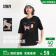 森馬（Semir）短袖t恤女中長(cháng)款萌寵花上衣25夏透氣吸濕寬松套頭衫109325100005
