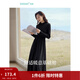 茵曼（INMAN）2025秋冬女裝新款燈芯絨連衣裙新品長(cháng)袖休閑針織禮服中長(cháng)裙子 午夜黑-18348357H1 XL