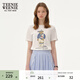 Teenie Weenie短袖T恤女夏裝印花圓領(lǐng)簡(jiǎn)約T恤上衣女 象牙白 S (160)
