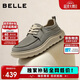 百麗男鞋舒適休閑鞋26夏新厚底增高4cm透氣輕盈布鞋8WK04 灰色 42
