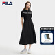 FILA斐樂(lè )官方女子連衣裙夏新款時(shí)尚休閑簡(jiǎn)約修身短袖連身裙 正黑色-BK L 170/88A/L