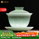 金鑲玉三才蓋碗 景德鎮影青瓷陶瓷影雕工藝泡茶功夫茶具家用 蓮花