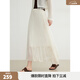 ELLE法式肌理感壓褶半身裙女2026春季新款氣質(zhì)松緊腰垂感傘裙子 米白 S