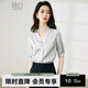 晚白【新品】高級感緞面襯衫女2026春款通勤氣質(zhì)V領(lǐng)中袖小衫上衣 灰色 M