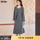 MsShe【千金風(fēng)釘鉆套裝】大碼女裝2026春裝胖mm高級感連衣裙外套 深灰色現貨 2XL
