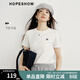 紅袖（hopeshow）正肩短袖T恤2026春季新款女裝撞色木馬刺繡顯瘦百搭圓領(lǐng)小上衣 本白001 M