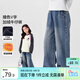 左西女童加絨褲子2025新款秋冬款兒童保暖牛仔褲女孩長(cháng)褲 牛仔色 120