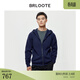 巴魯特（Brloote）羊毛拉鏈開(kāi)衫男士商務(wù)休閑舒適運動(dòng)茄克連帽外套秋冬 藏青 50