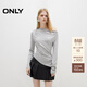 ONLY2025夏季新款純色一字蕩領(lǐng)不規則下擺長(cháng)袖T恤女|125301011 G47 淺花灰色 L