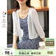 尚都比拉夏季針織衫女薄款開(kāi)衫外套v領(lǐng)七分袖外搭空調衫 白色 均碼 