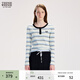 Teenie Weenie小熊女裝T恤26春季新款清新柔和撞色條紋亨利領(lǐng)上衣 象牙白 M