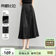 尚都比拉新中式國風(fēng)半身裙女春秋a字顯瘦改良馬面裙黑色中長(cháng)裙 黑色 XL