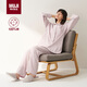 MUJI[自營限定款]女士無側縫 雙層紗織睡衣 純棉家居服 淺粉紅色 L