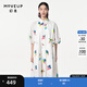 幻走（MOVEUP）2024春季新款.FUN系列落肩彩色印花設計師純棉連衣裙 白底混彩 S