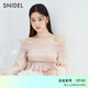 SNIDEL春夏甜美一字領(lǐng)露肩褶皺泡泡袖襯衫上衣SWFB241304 粉色 均碼 （F）