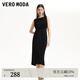 VEROMODA連衣裙新款網(wǎng)紗拼接裙擺開(kāi)衩收腰無(wú)袖小黑裙優(yōu)雅 黑色 XS
