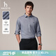 哈吉斯（HAZZYS）男裝 秋款商務(wù)通勤襯衣小千鳥(niǎo)格長(cháng)袖襯衫男ASCZK1BCK03 藏青色NV L （175/96A 48）