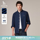 哈吉斯（HAZZYS）男裝 秋款純棉男士襯衣外穿牛仔長(cháng)袖襯衫男ASCZK1CCX44 深藍色DL L （175/96A 48）