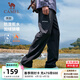 駱駝（CAMEL）加絨褲男工裝風(fēng)新款保暖防潑水闊腿直筒運動(dòng)長(cháng)褲女 J15CAY6023，幻影黑，男 3XL