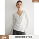ELLE白色蕾絲假兩件長(cháng)袖T恤女2026春季新款設計感拼接打底衫上衣 白色 L