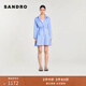SANDRO春夏女裝法式氣質(zhì)時(shí)尚假兩件藍白條紋襯衫收腰短款連衣裙 D251/藍色 S