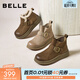 百麗（Belle）復古擦色鞋頭牛皮休閑靴女冬季新款商場(chǎng)厚底短靴E5D1DDD5 棕色 36 (230mm)