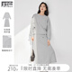 對白華夫格肌理感圓領(lǐng)衛衣裙套裝女2025春裝新款半身裙休閑兩件套 花灰色 S