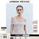 UR秋季新款女裝簡(jiǎn)約氣質(zhì)一字領(lǐng)短款修身T恤UWM450139 花灰 S
