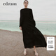 edition連衣裙女新款復古宮廷風(fēng)黑色壓褶氣質(zhì)長(cháng)裙禮服裙 黑色 L