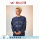 HOLLISTER美式重磅棉質(zhì)舒適長(cháng)袖內搭T恤25秋冬男裝323-5401 海軍藍印花 M (180/100A)