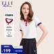 ELLE ACTIVE波浪撞色減齡翻領(lǐng)T恤女夏季時(shí)尚簡(jiǎn)潔大方舒適透氣運動(dòng)休閑POLO衫 白色 M