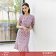 顏域（YANYEE）女裝碎花魚(yú)尾裙子女夏裝2026新款通勤時(shí)尚減齡修身氣質(zhì)連衣裙 粉紫色 XXL/44