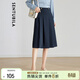 尚都比拉時(shí)尚通勤半身裙女秋季新款女裝裙子氣質(zhì)簡(jiǎn)約壓褶A字裙 深藍色 XL