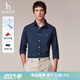 哈吉斯（HAZZYS）男裝 秋冬款千鳥(niǎo)格男襯衣【萊卡】棉彈長(cháng)袖襯衫男ASCZK1CDX41 藍灰色GL L （175/96A 48）