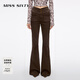 MISS SIXTY2025秋季新款牛仔褲女V型高腰復古顯瘦喇叭長(cháng)褲超模褲 咖啡色常規 27