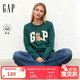 蓋璞（GAP）女裝冬季經(jīng)典款logo膠印抓絨寬松衛衣休閑時(shí)尚上衣美版800444