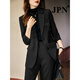 JPN 香港潮牌小西裝套裝女新款休閑氣質(zhì)職業(yè)長(cháng)袖西服外套顯瘦兩件套 黑色(西裝) M