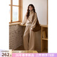 謎秀2026新品休閑復古風(fēng)加厚衛衣套裝2026冬女條紋翻領(lǐng)半拉鏈衛衣褲 燕麥色 杏 L