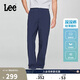 Lee舒適直筒Logo織標男士日常休閑布褲 深藍色 32