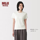 MUJI 女式?jīng)龈蟹篮節n圓領(lǐng)短袖T恤上衣打底衫內搭26年夏季 BB2WTA6S 白色 L (165/88A)