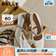 百麗（Belle）白月光瑪麗珍鞋女26春商場(chǎng)款牛皮高跟單鞋F1Y1DAQ6 金色 5.5cm跟高 36