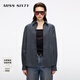 MISS SIXTY【楊冪同款】25秋新款長(cháng)袖襯衫女復古格子棉質(zhì)上衣中長(cháng) 芷青藍 S