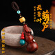 一只小鹿汽車(chē)鑰匙扣掛件紫檀木質(zhì)葫蘆創(chuàng  )意鑰匙圈環(huán)個(gè)性鏈繩包掛吊墜裝飾品 雙子葉葫蘆鑰匙扣