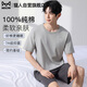 貓人【100%純棉】睡衣男夏季薄款2026新款短袖套裝加大碼可外穿家居服
