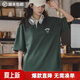 馬登女裝 美式復古翻領(lǐng)短袖學(xué)院風(fēng)寬松polo打底衫顯瘦情侶T恤 深綠色 M